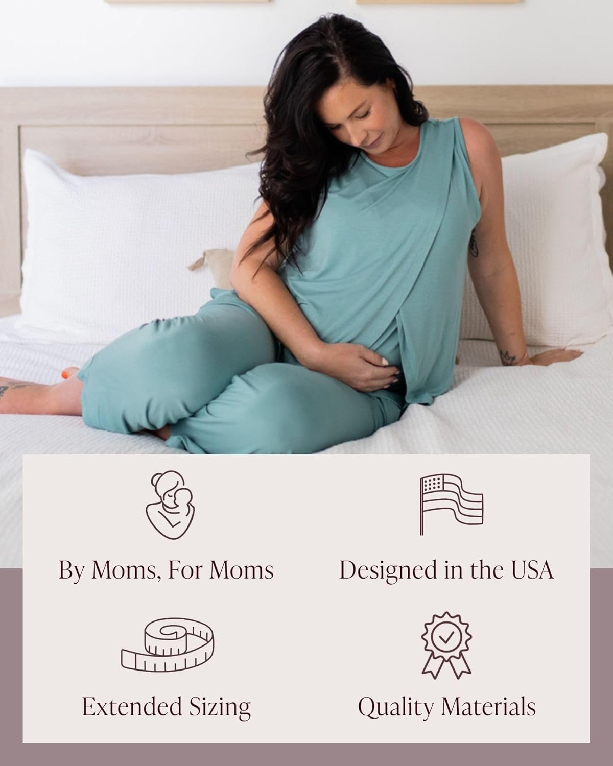 Kindred Bravely Tulip Hem Maternity Pajamas & Postpartum Lounge Sets for Women, Sleeveless Nursing Pajamas - Image 6