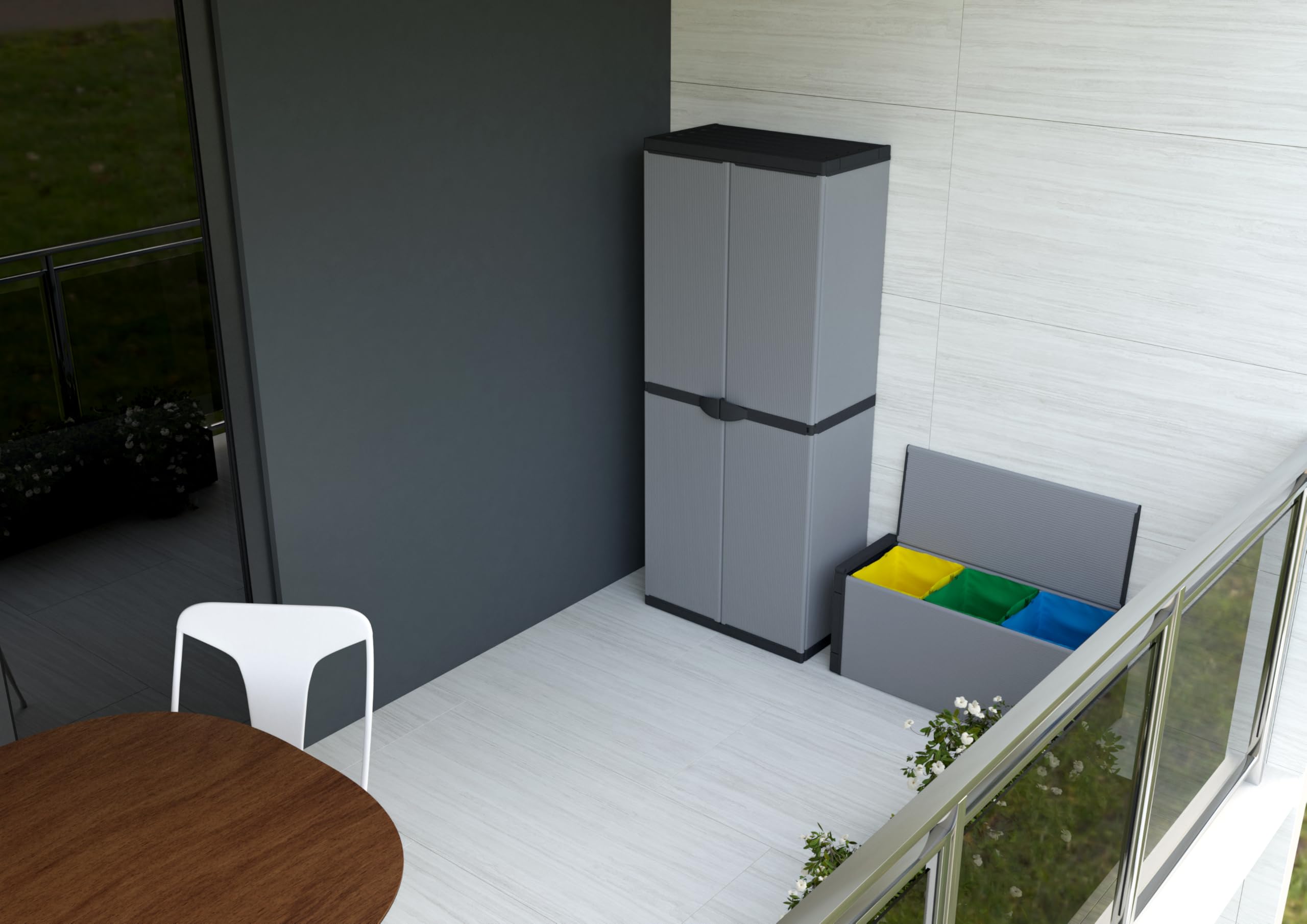 Adventa: Armoire Porte-Scope en résine de PVC et PP, 2 Portes, Facile à Assembler, système modulaire, Durable, adaptée pour Les environnements intérieurs et extérieurs, 68 L x 40 x 165 H cm