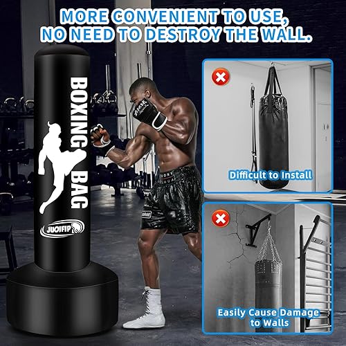 Miniatura 4 de Standing Punching Bag for Adults with Pump and Gloves, 69'' Kick Boxing Bag with Stand Inflatable Freestanding Heavy Bag Kicking Bag for Training