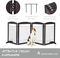 Vista 9 de Pawland - Puerta para perros de 96 pulgadas extra ancha para la casa, puerta, escaleras, puerta plegable de alambre independiente, juego de pies