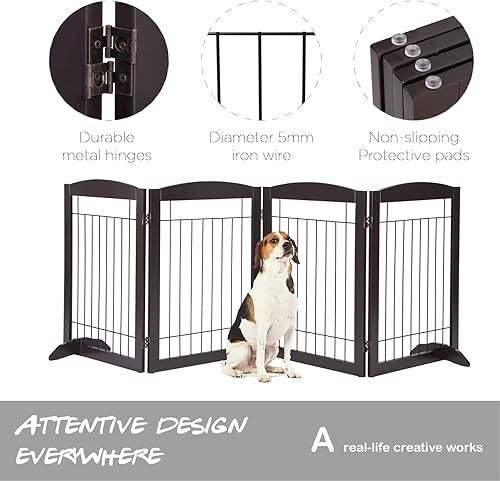 Miniatura 9 de PAWLAND Puerta para perros extra ancha de 96 pulgadas para casa, puerta, escaleras, puerta plegable independiente de alambre para mascotas, juego de