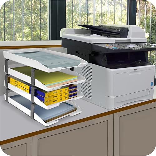 Miniatura 5 de Acrimet Bandeja de letras tradicional de 4 niveles de carga frontal de plástico Organizador de archivos de escritorio (color blanco)