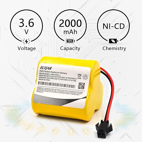 Miniatura 4 de Paquete de 5 baterías de repuesto de 3.6 V 1800 mAh ELB-B002 Ni-CD para Lithonia ELBB002 OSA269 NIC1671, Unitech SC1800mAh Luz de emergencia con