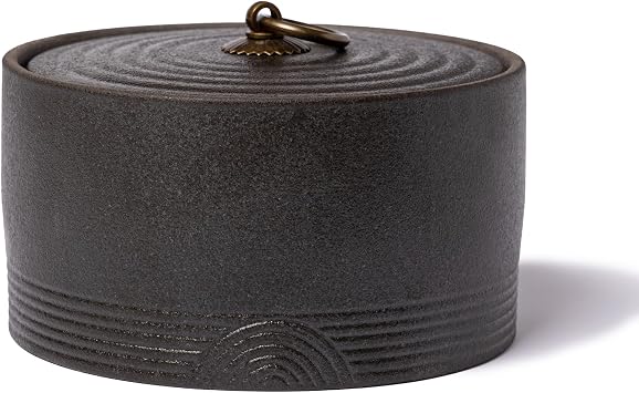 Ceramic Canister,16.9 Oz /500ml Food Storage Jar for Tea,Coffee Beans,Herb,Candy,Spices,Nuts Stone Black