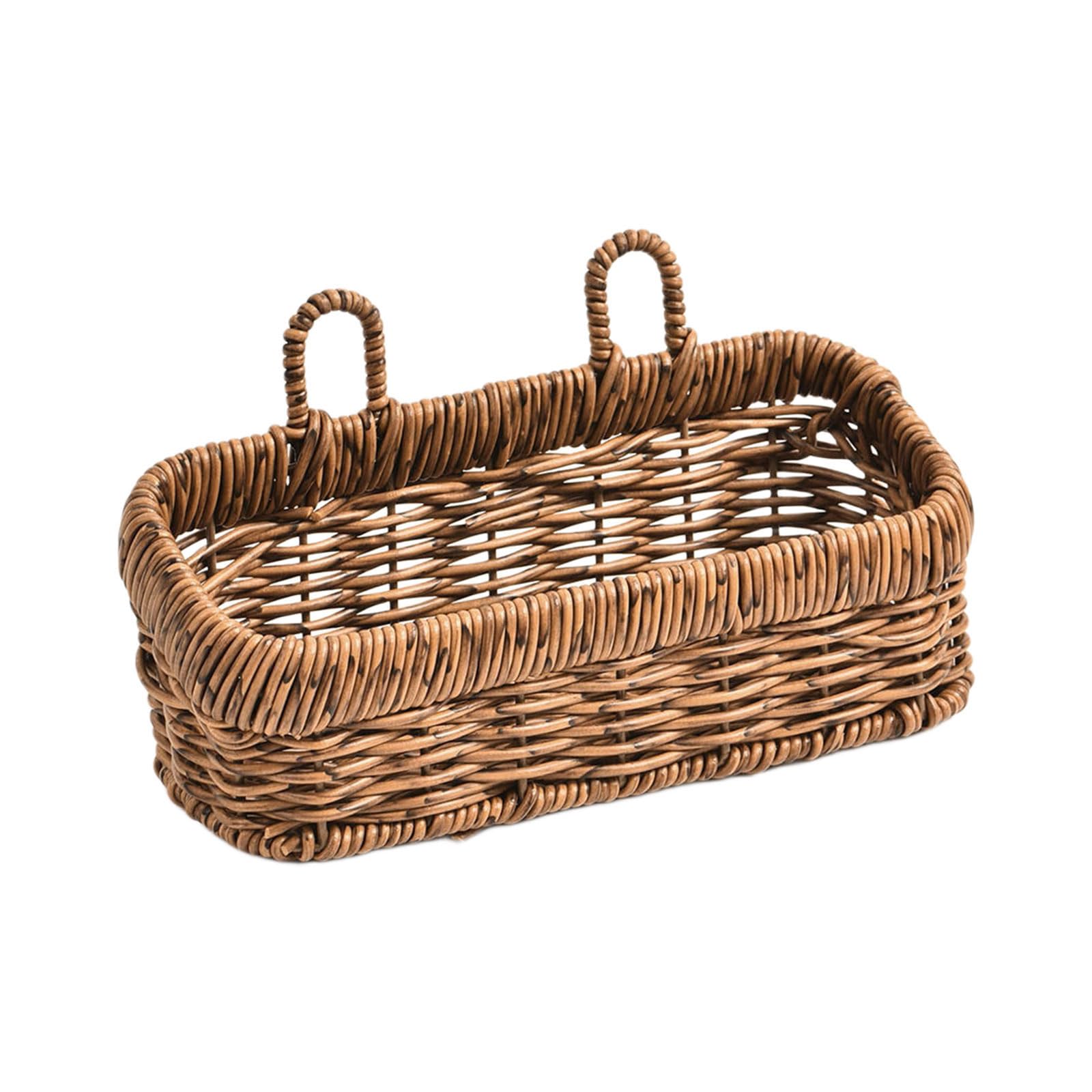ZEPFJHE Decorative Rattan Wall Basket Handcrafted Storage Organiser for Indoor and Small Spaces Hand Interlaced Basket