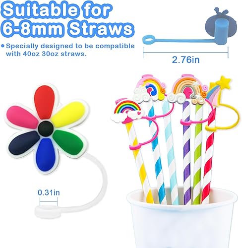 Miniatura 3 de Tapas de popote de silicona para vasos con asa, protector de tapones a prueba de polvo, reutilizables y portátiles, tapas para popotes (tapa de