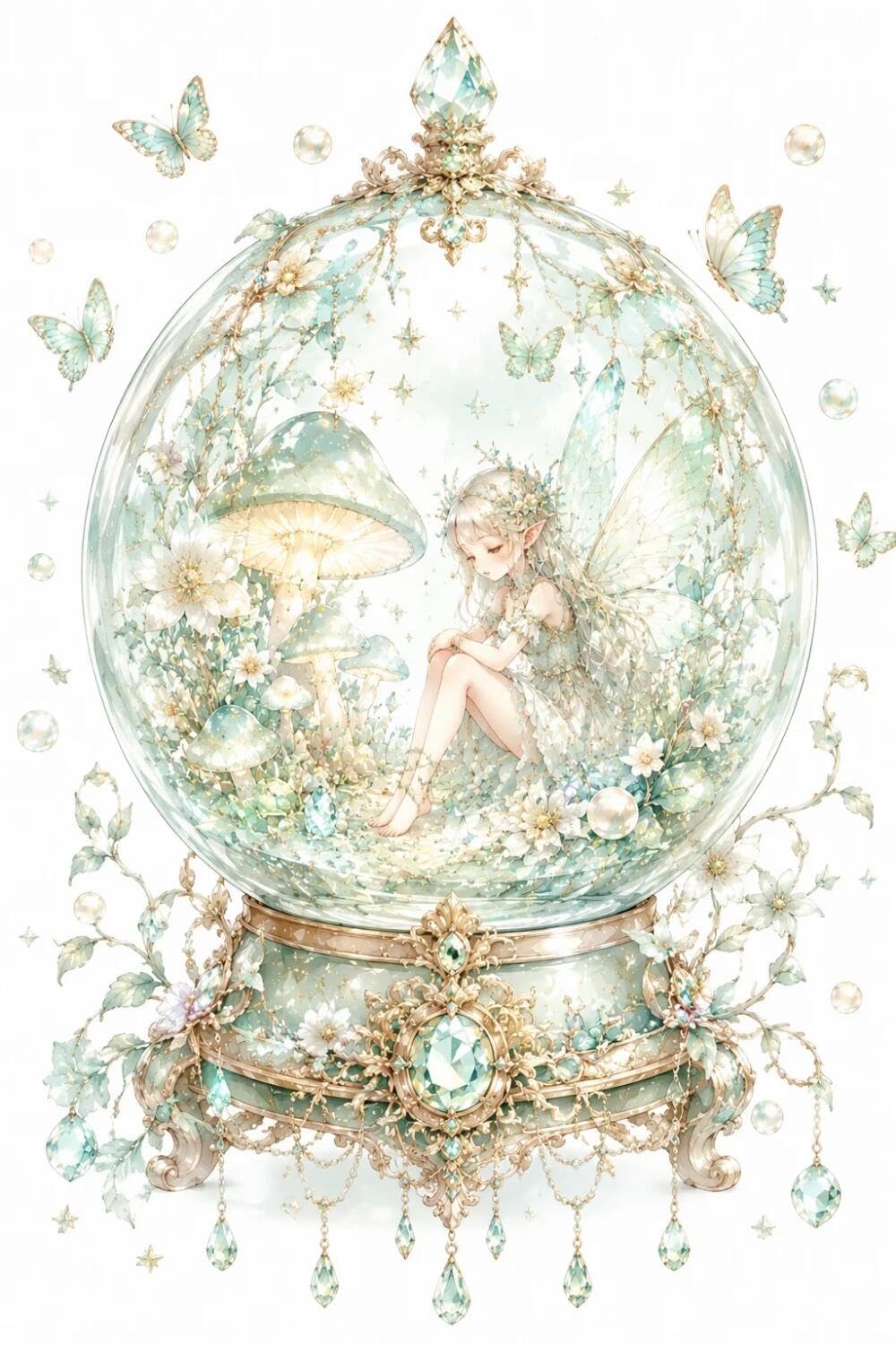Rqwybcaxn Bead Cross Stitch Kits Fairies and Mushrooms 40x50cm