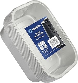 Coppice Barquettes Rectangulaires Aluminium Renforcées 20x13x6 cm - Lot de 20 | Compatibles Friteuse Air Four Micro-ondes Congélateur Recyclables