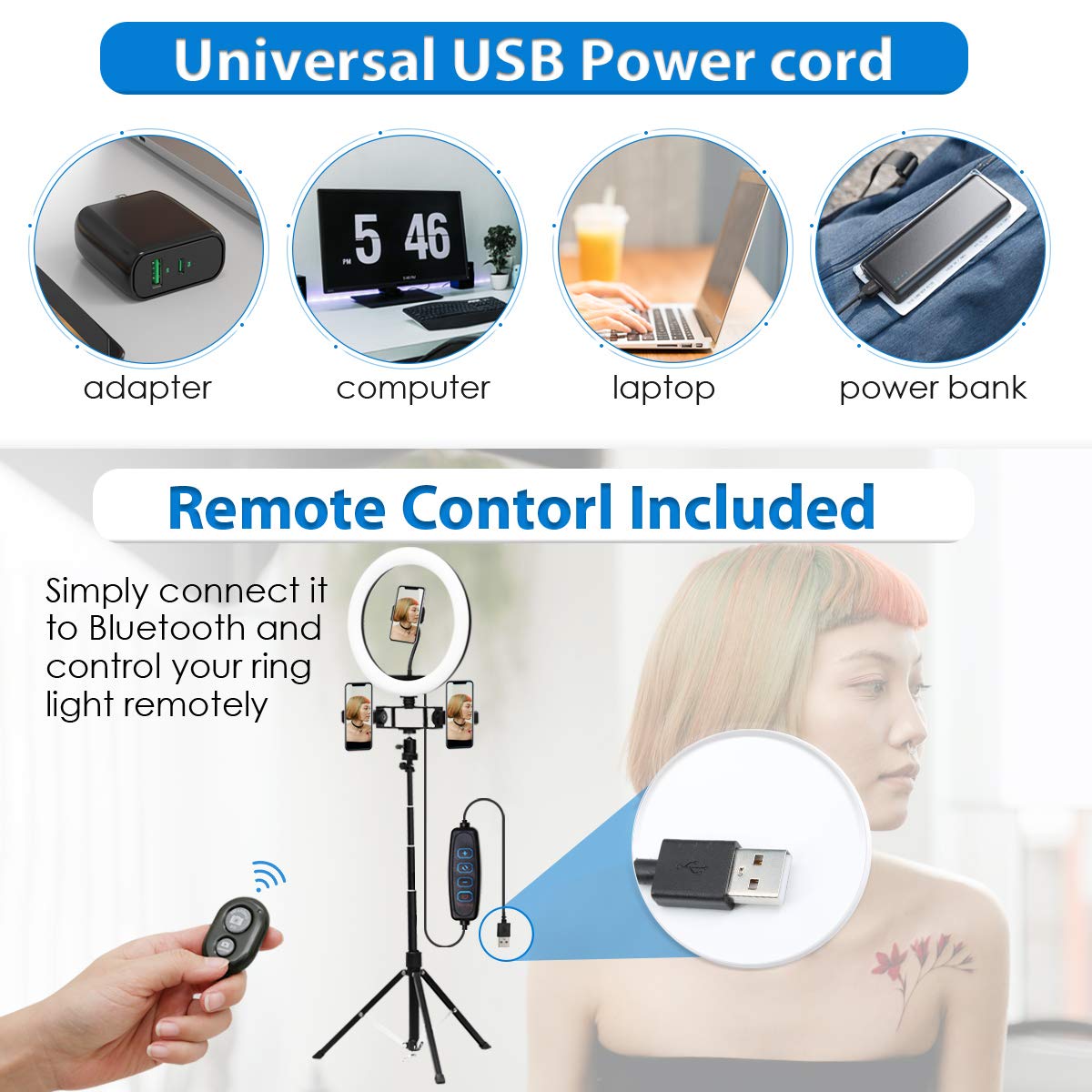 Amazon | 12インチ LEDリングライト 三脚スタンドと電話ホルダー付き 3