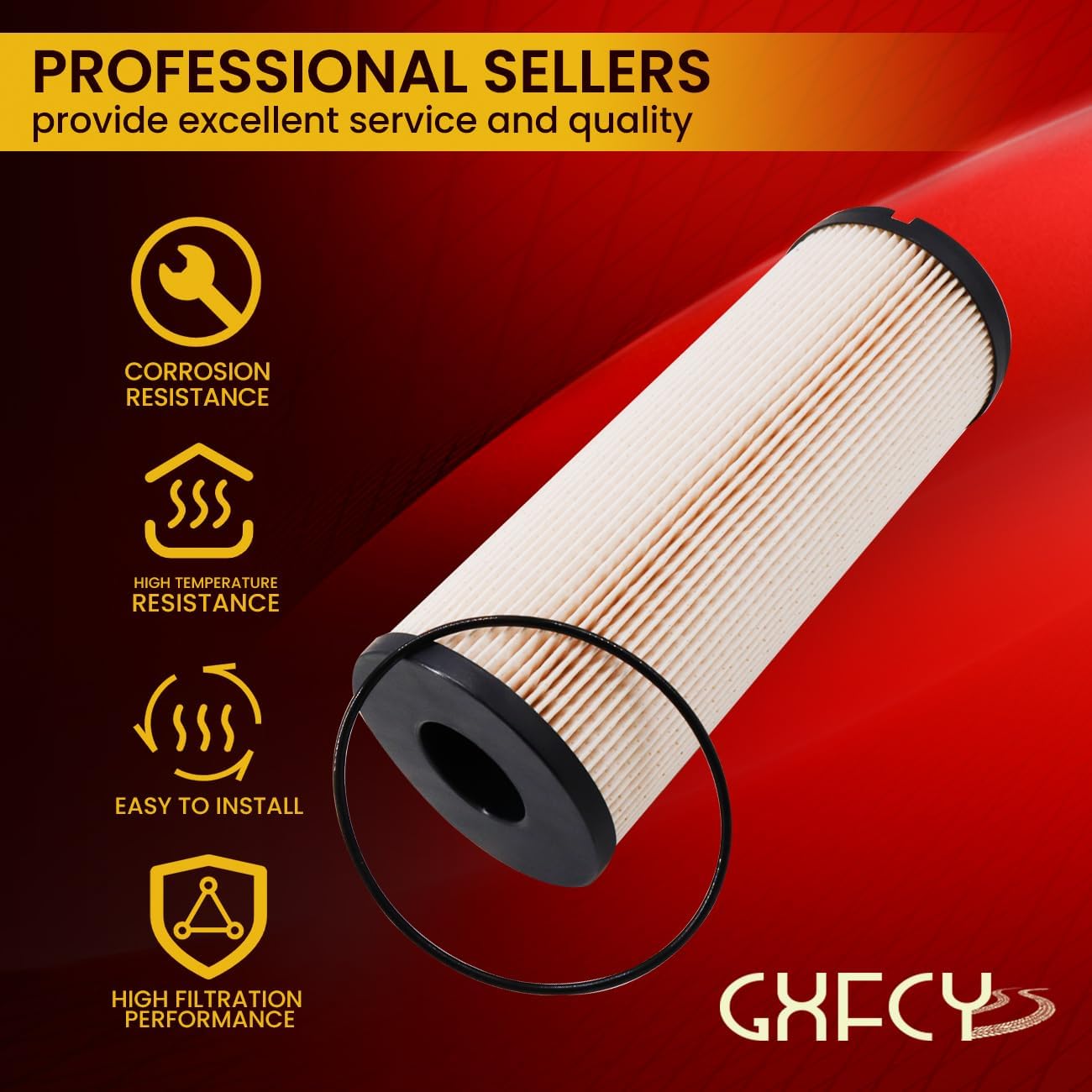 K37-1021 Fuel Filter Replace L5113F PF46236 FS20207 WF10566 R6176XL10 Compatible with 2013-2020 Peterbilt Kenworth Truck ISX-15 ISX-12 Engines(4PCS)