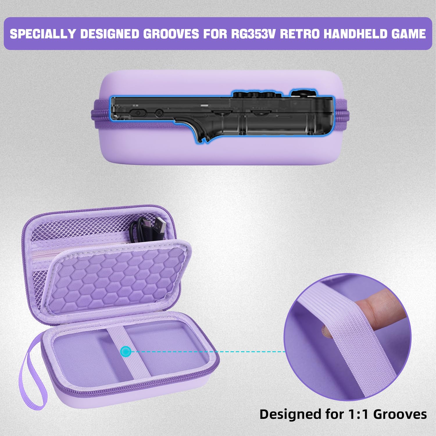 HESPLUS Travel Hard Case for RG353V/ RG35XX/ RG353VS Retro Handheld Game Console
