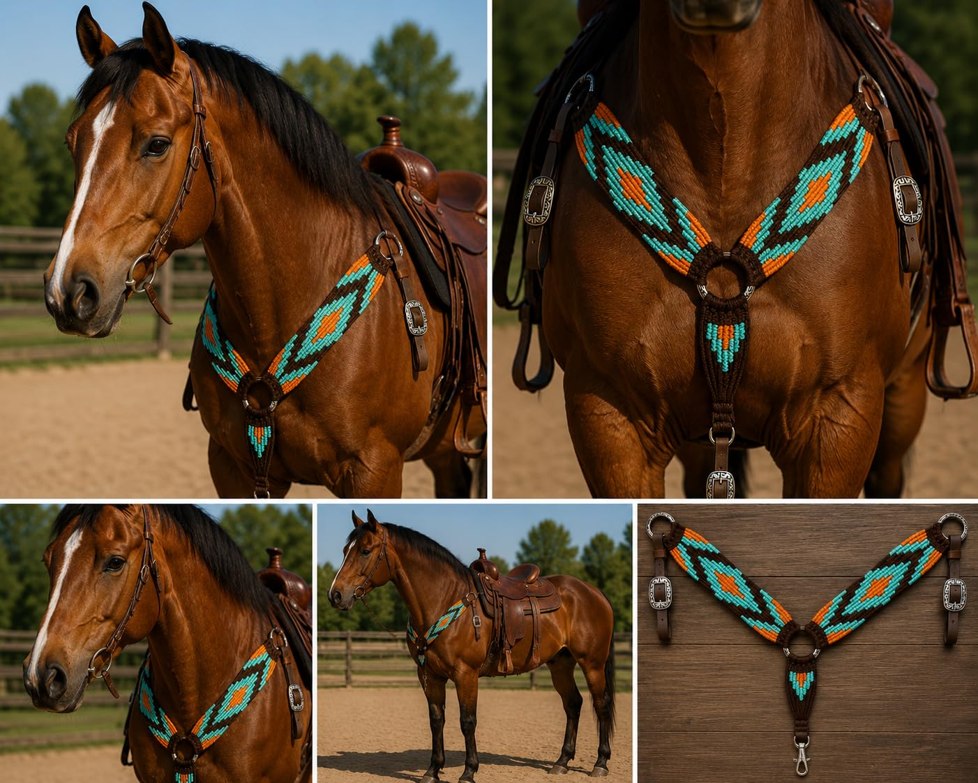 Cheval's - Collare in mohair occidentale per cavalli, realizzato a mano, per cavalli (MB-34 Pony)