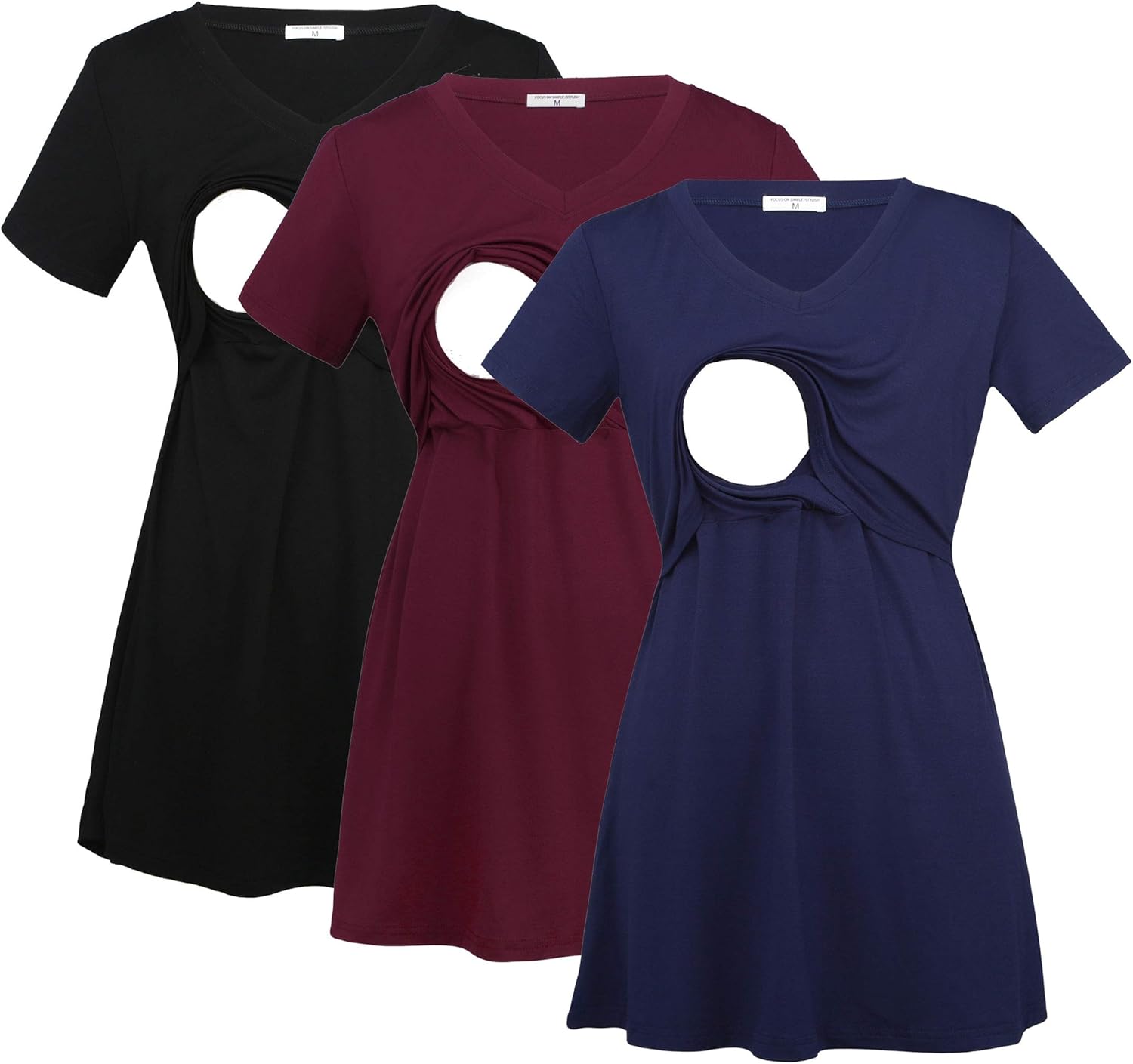 Bearsland Womens 3 Packs V Neck Nursing Tops Maternity Breastfeeding Tee Shirts at  Women’s Clothing store
