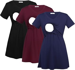 Bearsland Womens 3 Packs V Neck Nursing Tops Maternity Breastfeeding Tee Shirts Price In India