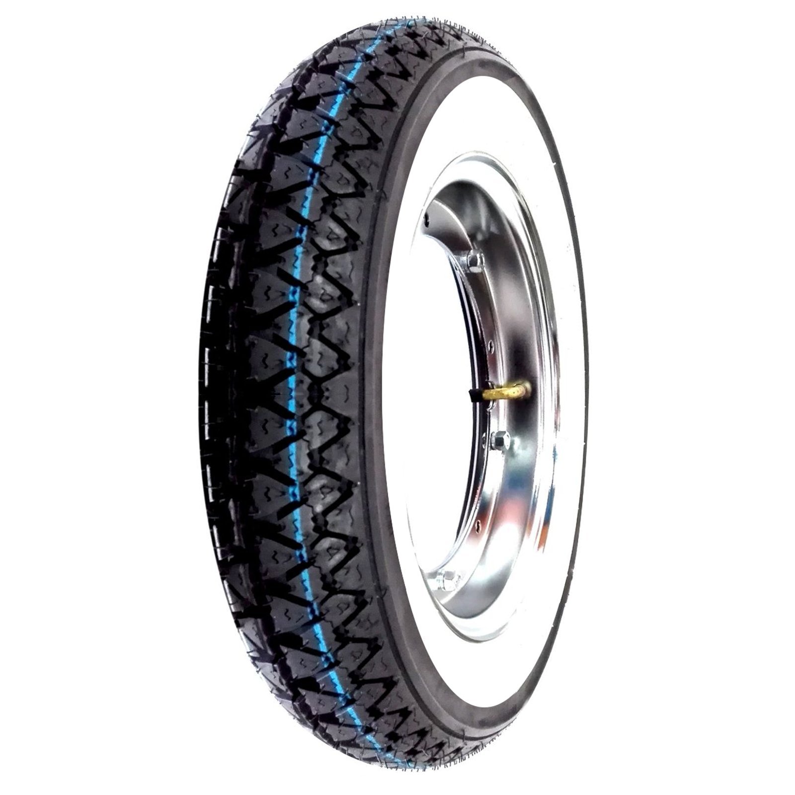 Kenda K333 Komplettrad Weißband 3.50-10 51J Ape 50 Rad für Piaggio Ape 50 Metall Chrome