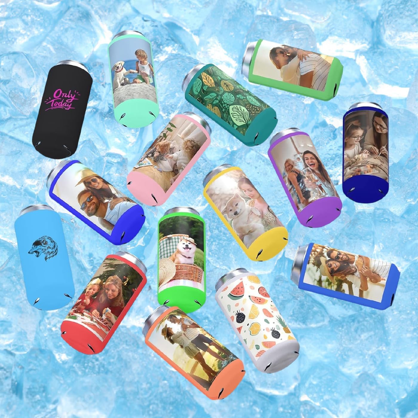 Custom Bulk Beer Can Coolers | Personalized Image Text on Insulated Beverage Bottle Holder Sleeves | Design your own | Perfect for Wedding Reunions Birthdays Parties (20)