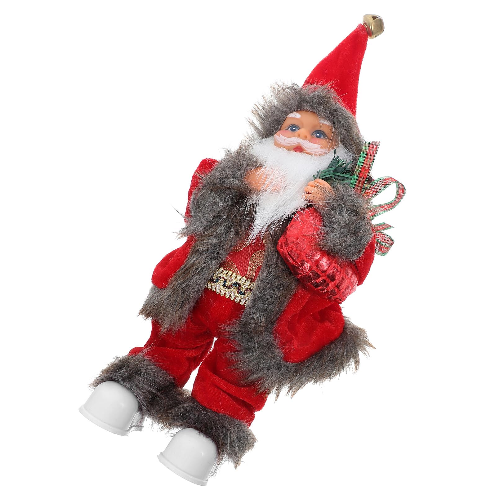 Figura de Papá Noel Eléctrico Navideño de Peluche Musical Decoración Navideña de Escritorio Luces Muñeco de Papá Noel de Pie para Adornos de Chimenea y Ventanas