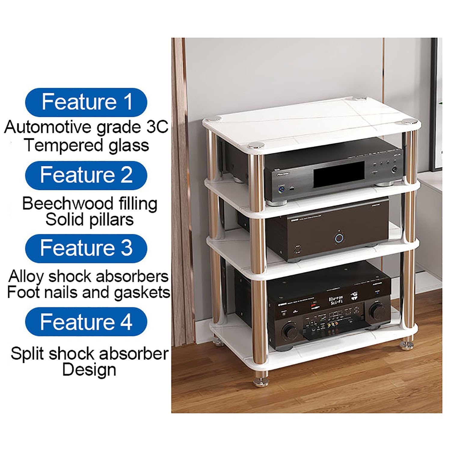 Mobile porta TV multifunzionale, moderno ripiano per videogiochi e mobiletto per CD/DVD, facile da montare, angolare, ideale per soggiorno, home theater e studio di registrazione (bianco, 60x40x5 cm