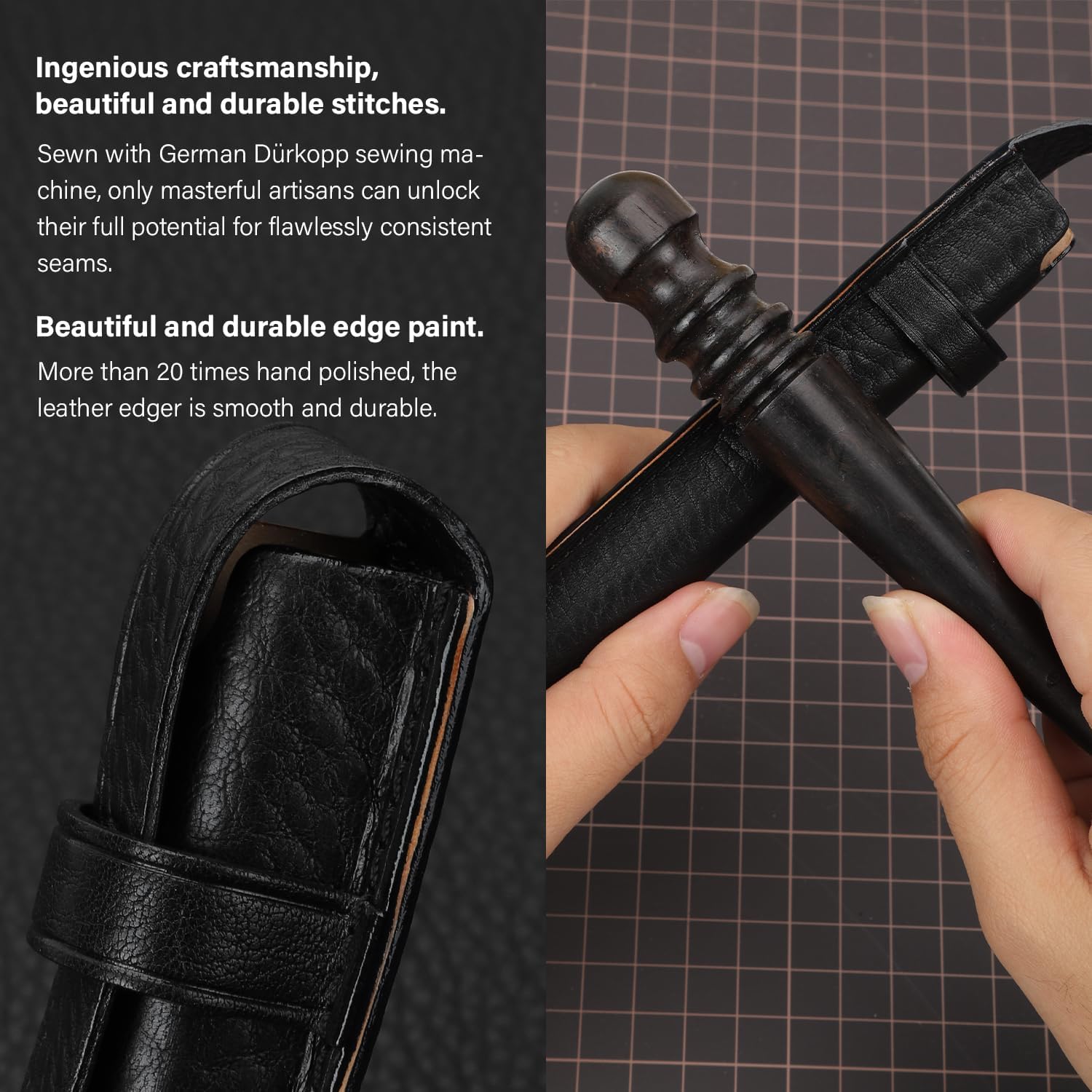 Handmade Genuine Leather Fountain Pen Case, Single Pen Protective Cover Organizer Pouch Sleeve - Black