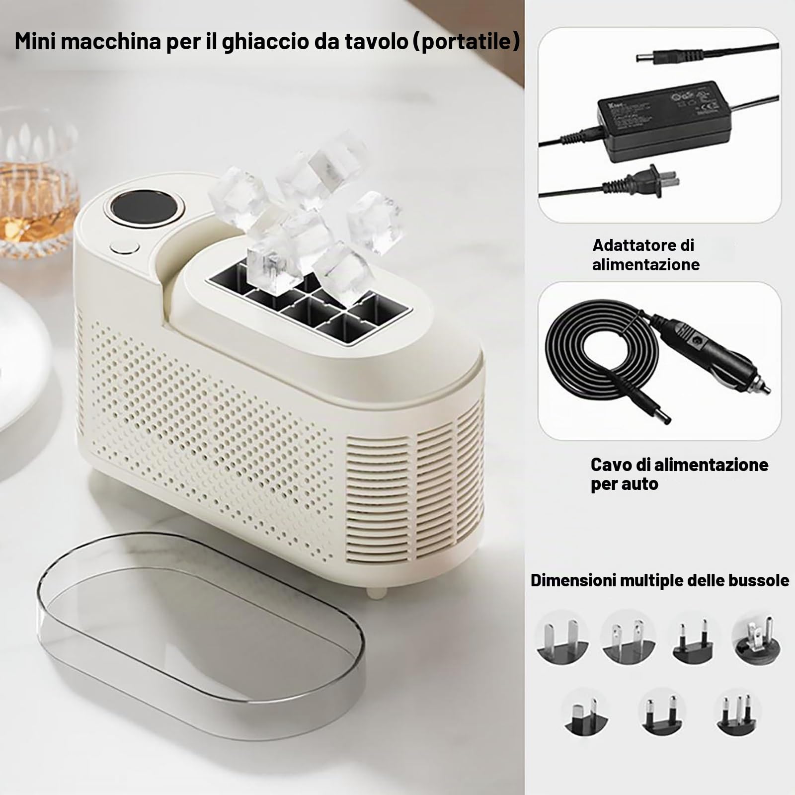 Macchina per La Produzione Rapida Ghiaccio Portatile - Fabbricatore Ghiaccio Banco Compatto per Dormitorio, Bar, Auto, Compatibilità con Il Ghiaccio di Frutta Fai da Te