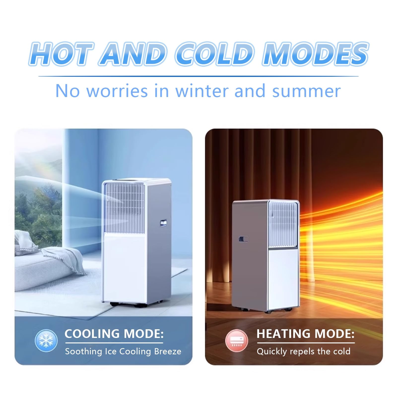 Condizionatore d'aria portatile 12000 BTU, 4-in-1 Ventilatore di deumidificatore di riscaldamento di raffreddamento, unità CA silenziosa per soggiorno camera da letto, telecomando, efficiente dal temp