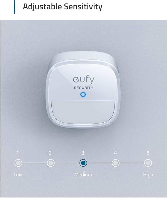 eufy Security Motion Sensor, Home Alarm System, 100 Coverage, 30 ft Detection Range, 2-Year Battery Life, Adjustable Sensitivity, HomeBase Required, Optional 24/7 Protection Service, Home Security