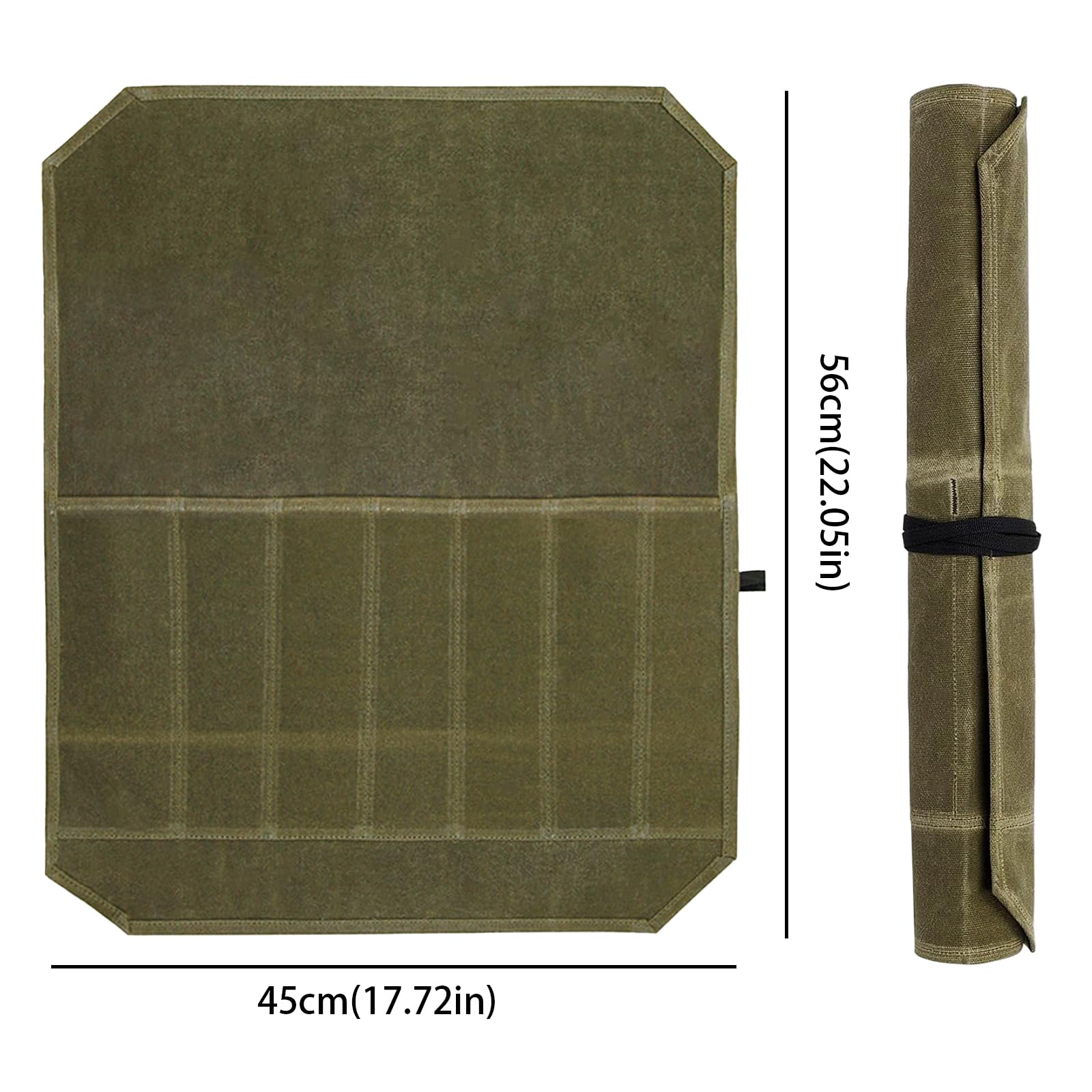 kaiyaya Borsa Coltelli Chef, Borsa per Coltelli 56.5 X 45.5 cm borsa Porta Coltelli da Chef Arrotolabile in Tela Cerata con 7 Scomparti Coltelli e Cucchiai Contenitore, per Campeggio Pesca Caccia