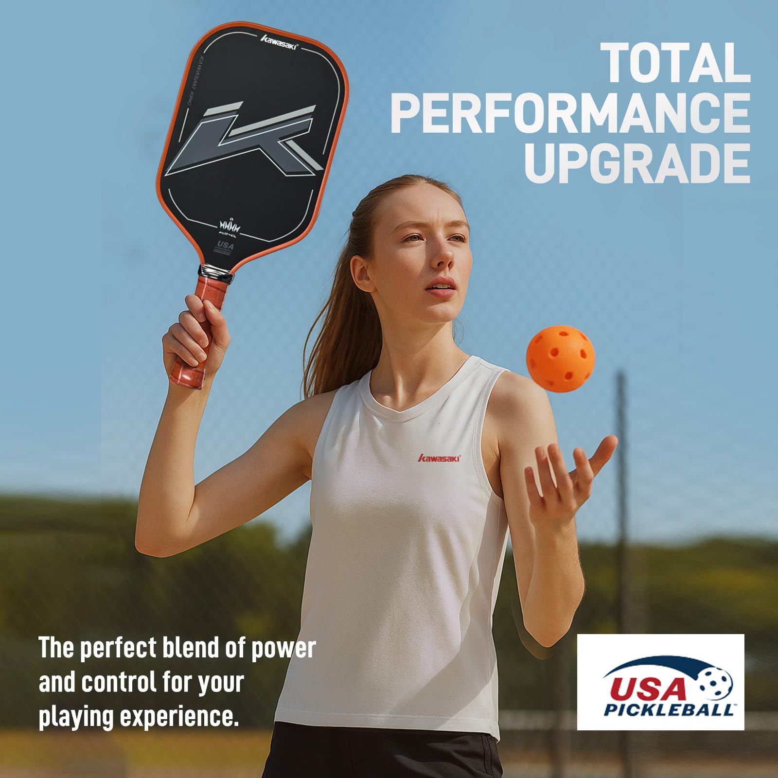 Pickleball Paddel, Kawasaki T700 Premium-Kohlefaser (CFS) -USAPA Genehmigt King Series Pickleball Schläger 16mm, für Turnierstufe mit Cover Case/Griff