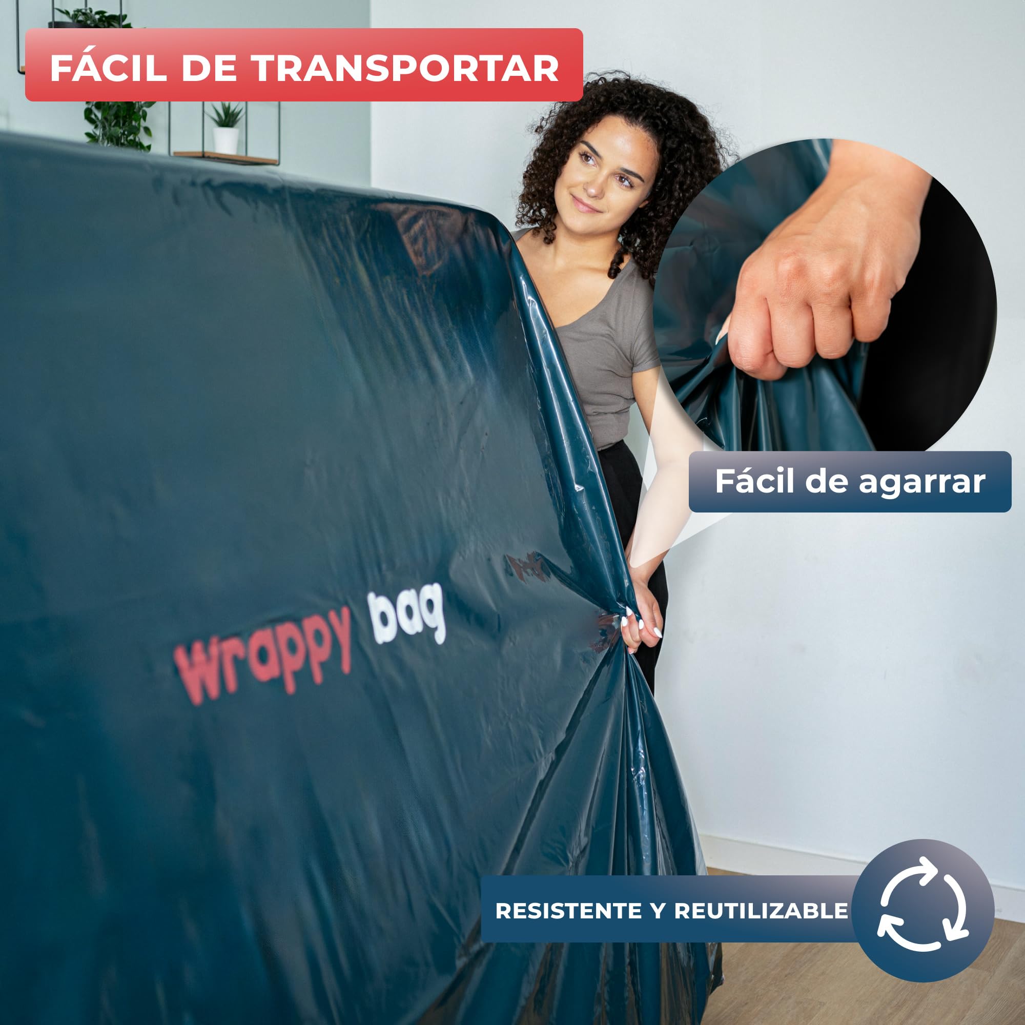 Funda de Plástico para Colchón Wrappybag – Resistente para Mudanza, Almacenamiento y Transporte – 90 x 200 cm