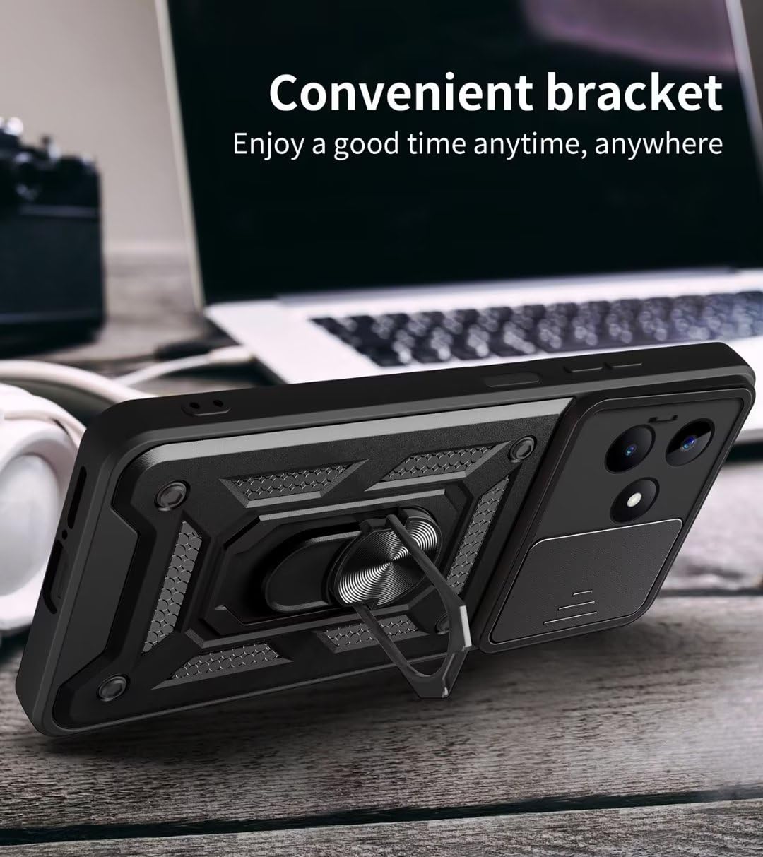 SEAHAI Cover per Realme GT Master Edition, [Militare Anti-Caduta] Cornice Paraurti in Silicone Morbido Ultra Sottile Custodia, con Supporto Pieghevole Nascosto Kickstand - Verde