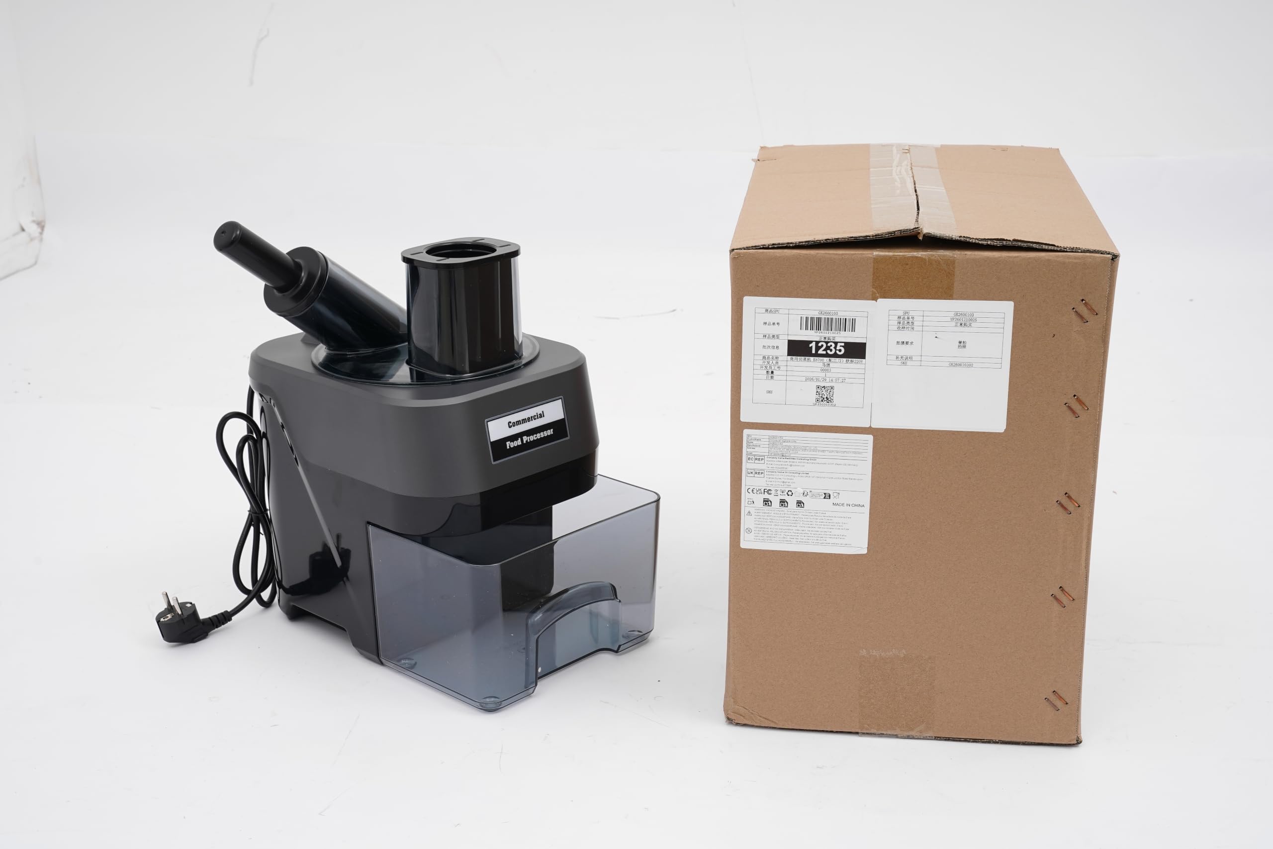 Gemüseschneider Elektrisch, 3-in-1 Gemüsehobel mit 3 AustauschbarenTrommelklingen, Elektrische Reibe für Obst Gemüse Käse Obst Nüsse Karotten, Bedienung Reibe Küche,Grau