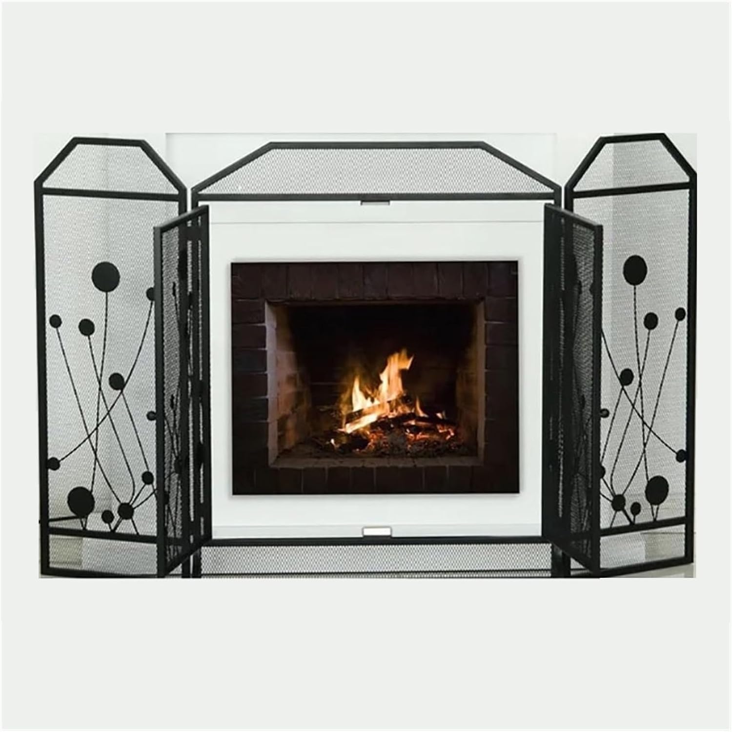 Fireplace Screen Metal Fireplace Screen Creative European Style Fireplace Screen, Iron Fireplace Frame Guardrail, Hollow Screen Fireplace Partition, Fireplace Screen Free Standing Spark Guard Spark Gu