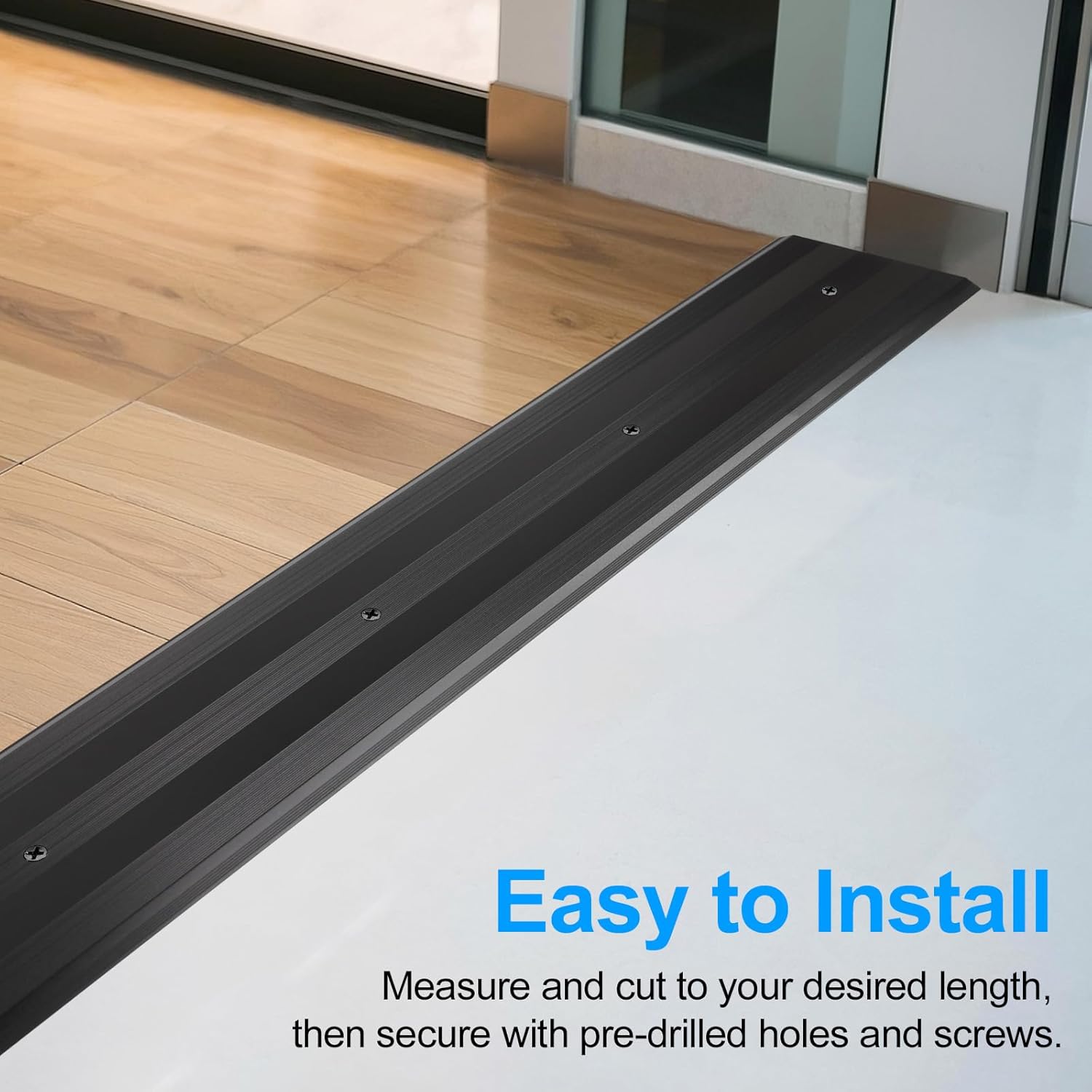 5″Wide Sturdy Thicken Aluminum Threshold Strip, Stylish Floor Transition Strip Door Threshold for Commercial High Traffic Places, Size 36in×5in×0.25in (Black)