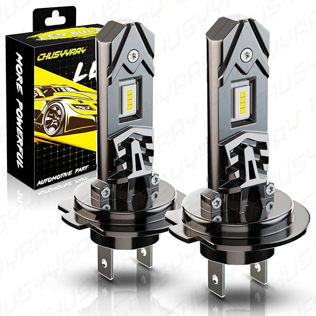CHUSYYRAY H7 Headlight Bulbs H7 High Low Beam Led Halogen Headlight Fog Light Conversion Kit, 10000LM 60W 6000K White 500% Brightness, All-in-one, Mini Size, IP67 Waterproof, Plug and Play, 2 Bulbs