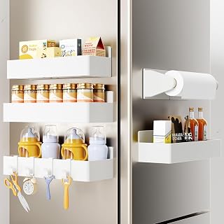 Mystozer Magnetic Spice Rack for Refrigerator White, 5 Pack