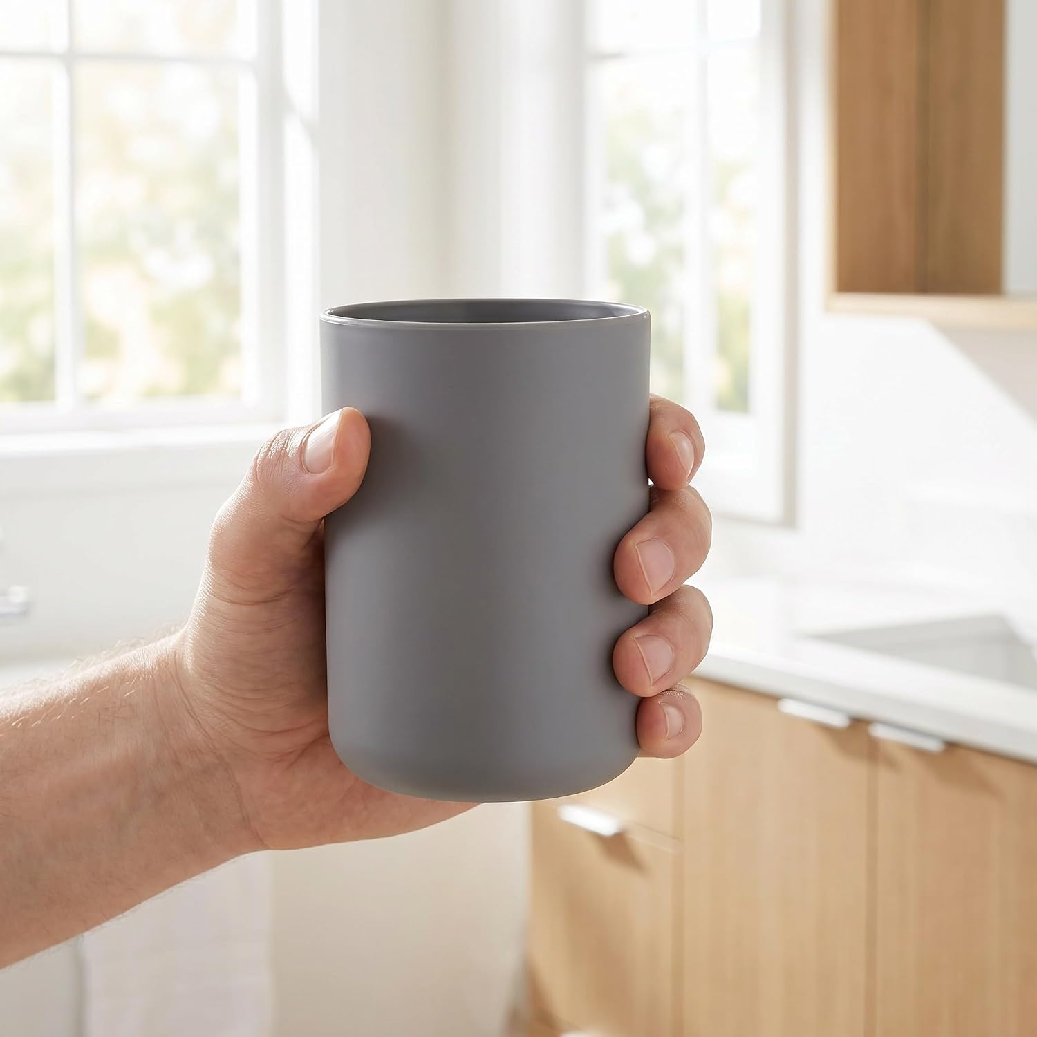 5pcs Plastic Bathroom Tumbler Cup for Rinsing Mouth with Smooth Glossy Finish, Rounded Rim, and Wide Flat Base, Easy to Clean Plastic Wash Cup for Travel and Home Use