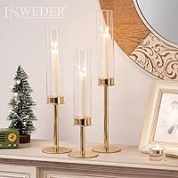 Vista 5 de Candelabros cónicos de huracán: portavelas de cristal dorado, decoración con cubierta de vidrio para boda, centro de mesa, fiesta, cumpleaños