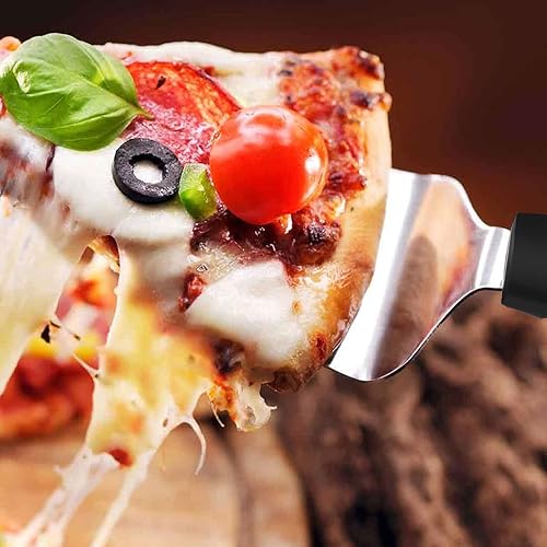 Miniatura 6 de 20 espátulas para pizza, servidor de tartas de acero inoxidable de 10 pulgadas, antideslizante, fácil de agarrar, espátulas triangulares con mango