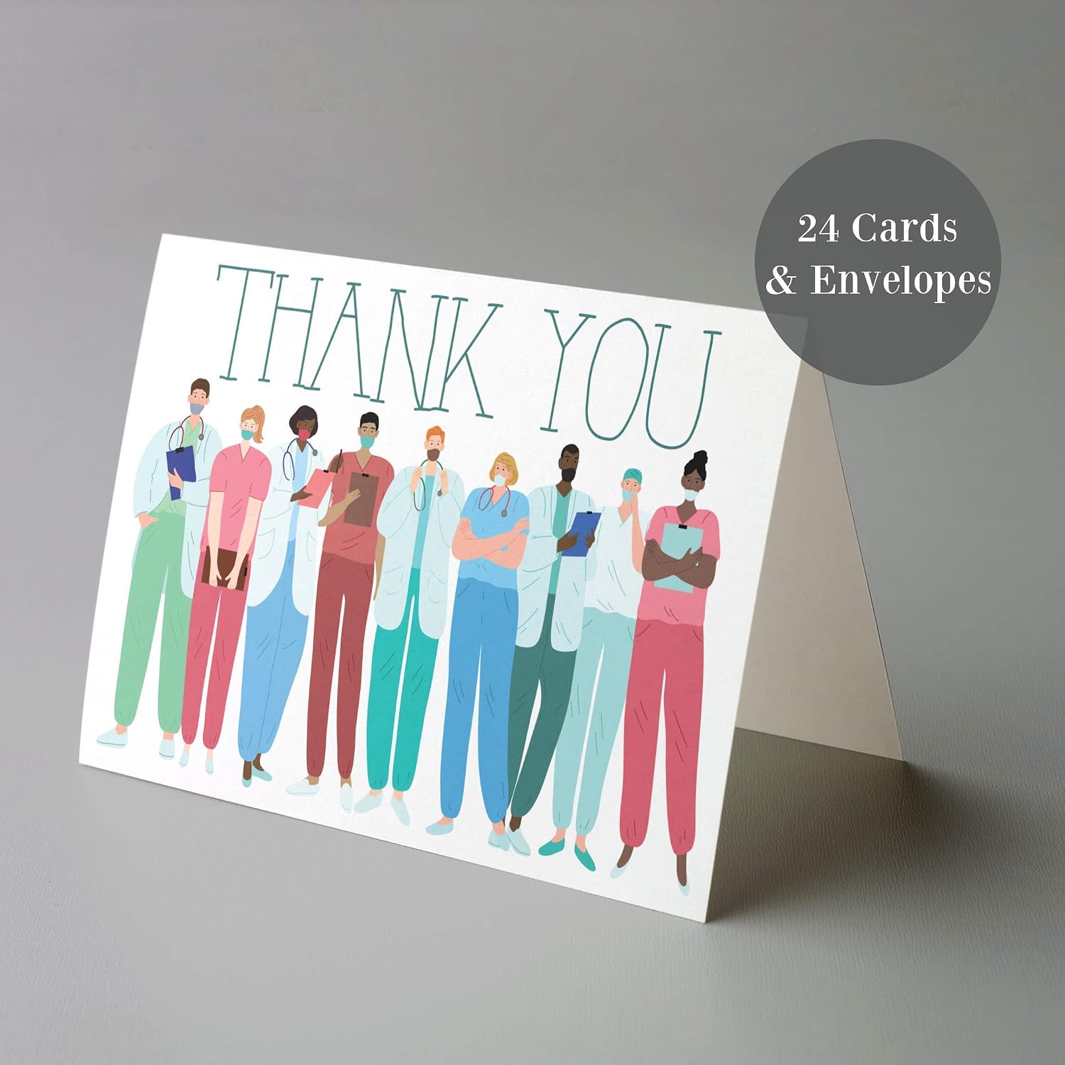 Thank You Healthcare Worker Cards Boxed Set - 24 Blank Thank You Cards w/White Envelopes - Colorful Designs - Personalized Stationery Printed in the USA by RitzyRose