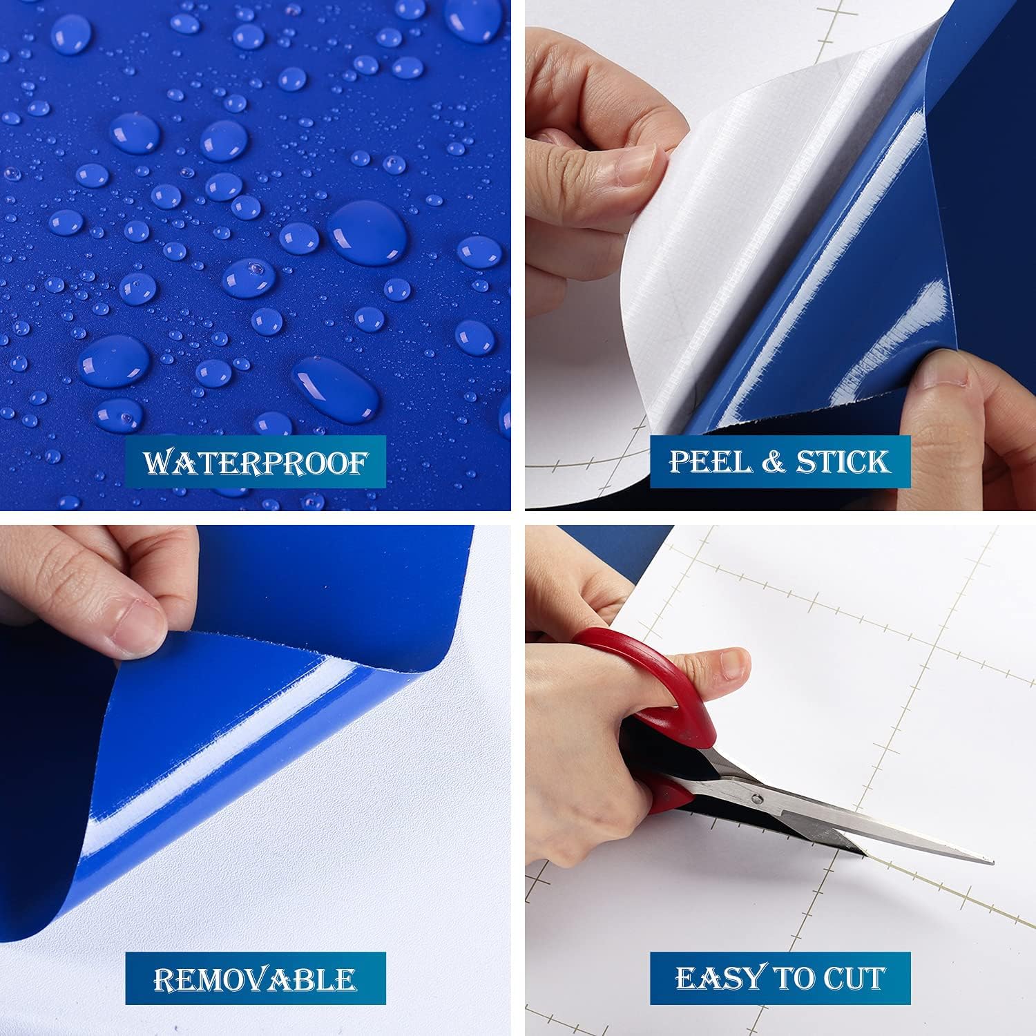 FunStick 60CM x 5M Papel Pintado Pared Dormitorio Azul Real Papel Tapiz Autoadhesivo Pared Vinilo Adhesivo Azul Oscuro Mate Vinilos Adhesivos para Cocina Baño Revestimiento Vinilos Escritorio Mesa