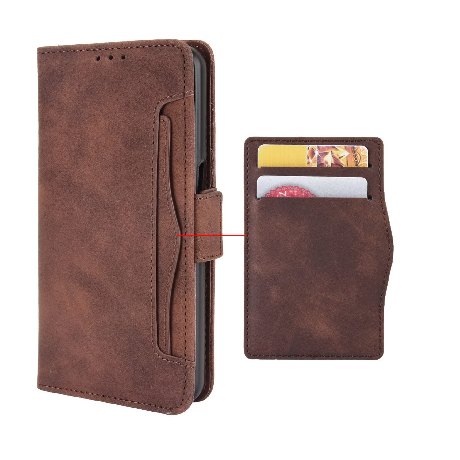 Etui na telefon komórkowy Huawei P60 / P60 Pro/P60 Art, skóra premium, z klapką, etui na telefon komórkowy z przegródkami na karty, zapięcie magnetyczne, skórzane etui ochronne, brązowe, typ P60