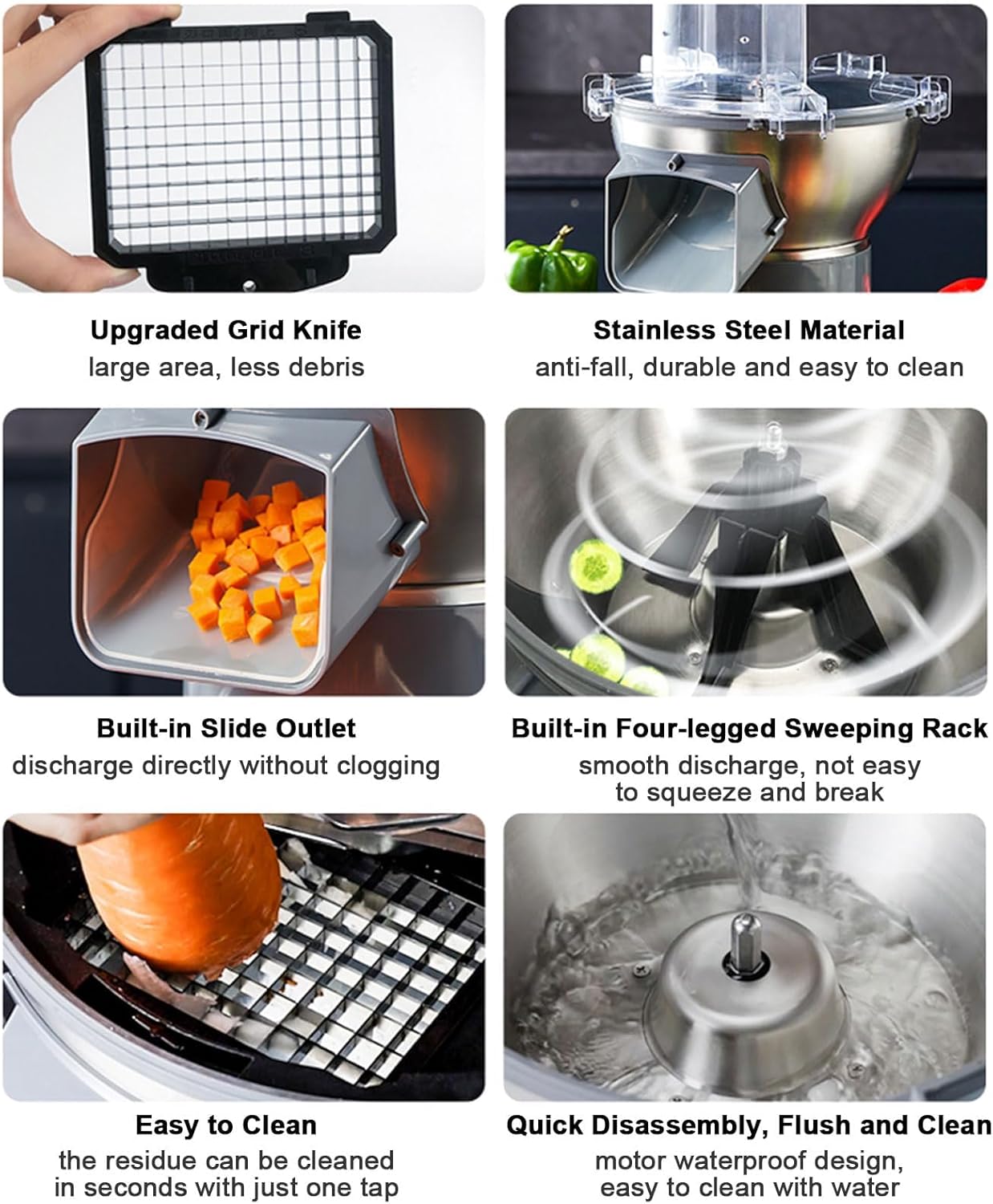 Electric Vegetable Chopper, Commercial Dicer & Multifunctional Slicer for Onion, Garlic, Carrot, Potato & Fruits - 6 Blades Kitchen Gadget for Quick Food Prep 6blades