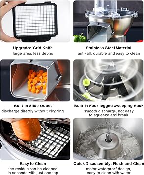 Commercial Vegetable Chopper Electric Dicer - Multifunctional Kitchen Cutting Machine, For Onion, Garlic, Carrot, Potato, Fruit - Gadgets For Quick Slicing And Chopping