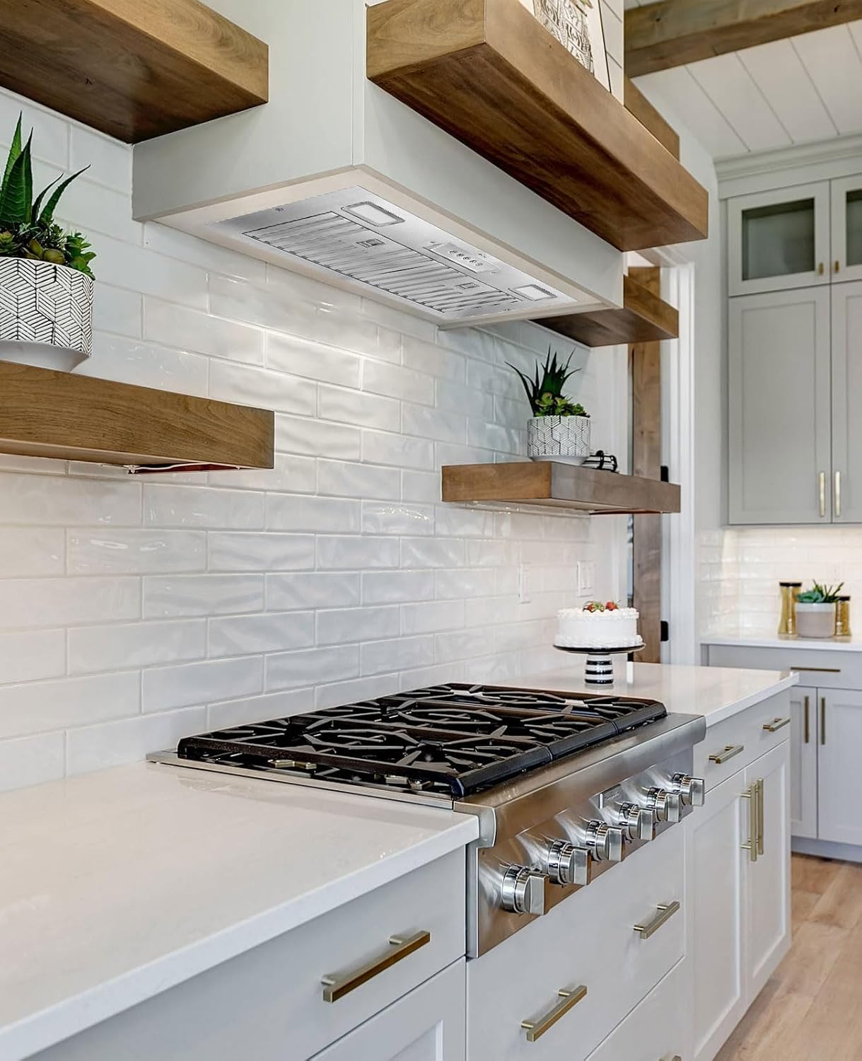 Akicon 30 Inch Range Hood Insert, Ultra Quiet Stainless Steel Ducted Insert/Built-in Kitchen Vent Hood with Powerful Suction, LED Lights and Dishwasher Safe Filters, 3-Speeds 600 CFM (NX-Hood 30)