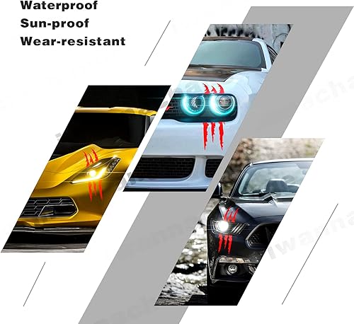 Miniatura 10 de 2 calcomanías de vinilo para faros delanteros, rayas de monstruo, para autos deportivos, SUV, camioneta, ventana, motocicletas, etc. (verde)