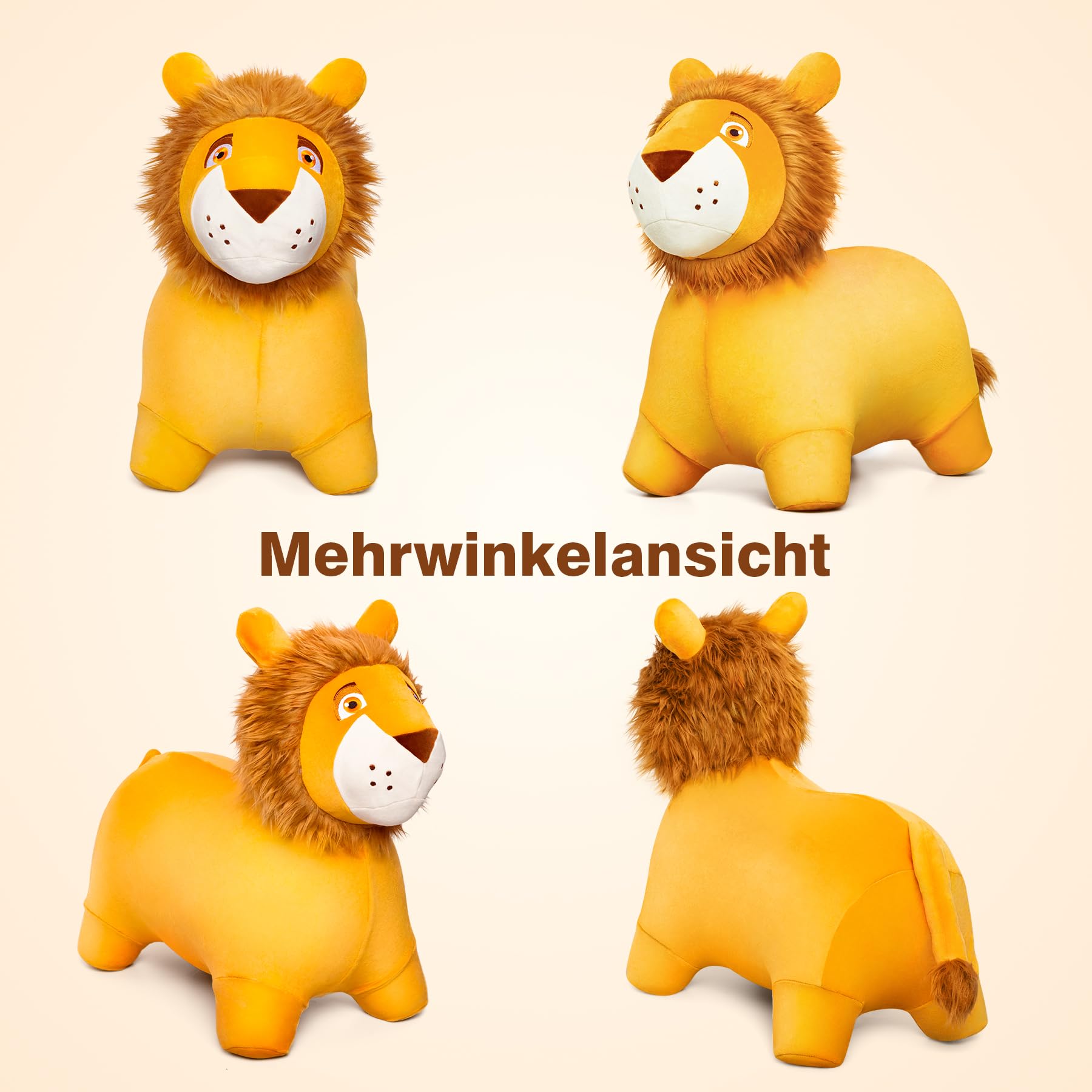Vastoy Löwe Hüpftier für Kinder ab 1 Jahr Aufblasbar Hüpfpferd mit Pumpe | 100kg Belastbar Hüpftiere PVC Sprungpferd Springspielzeug für Innen Außen Garten Oster Weihnachten Geschenke Jungen Mädchen