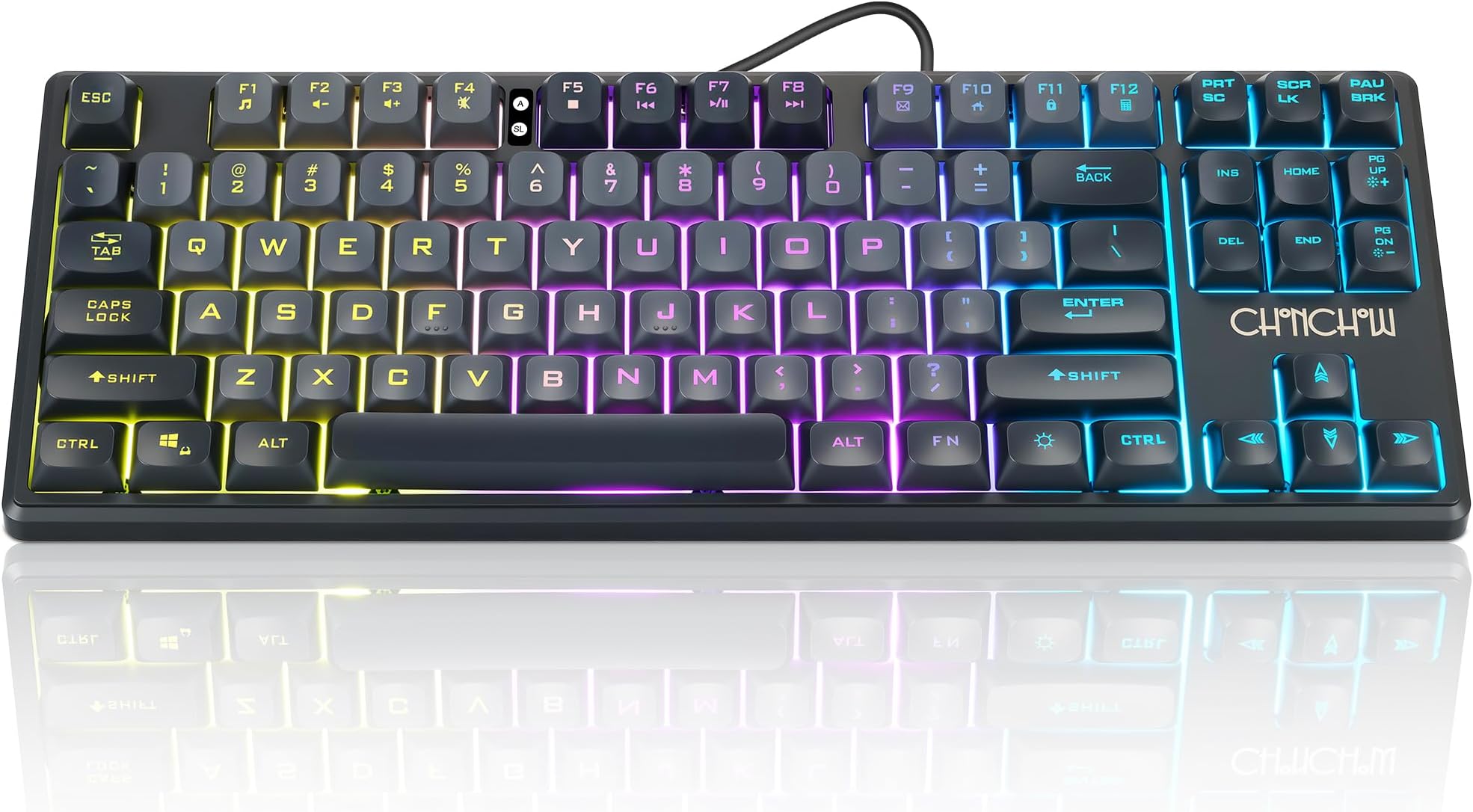 CHONCHOW TKL Gaming Keyboard Wired, Anti Ghosting 87 Keys FPS for PC PS5