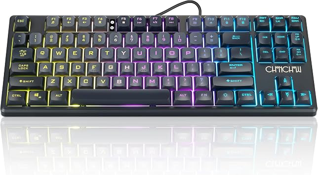 CHONCHOW TKL Gaming Keyboard Wired, Anti Ghosting 87 Keys FPS for PC PS5