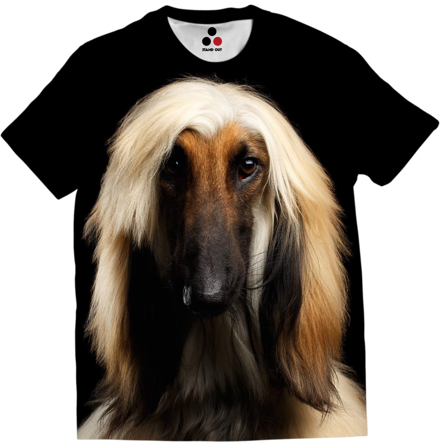 STAND OUT Afghan Hound | Allover Print Unisex Dog T-Shirt (Large, Black) (B08CNRPK4R) Amazon Price History, Amazon Price Tracker