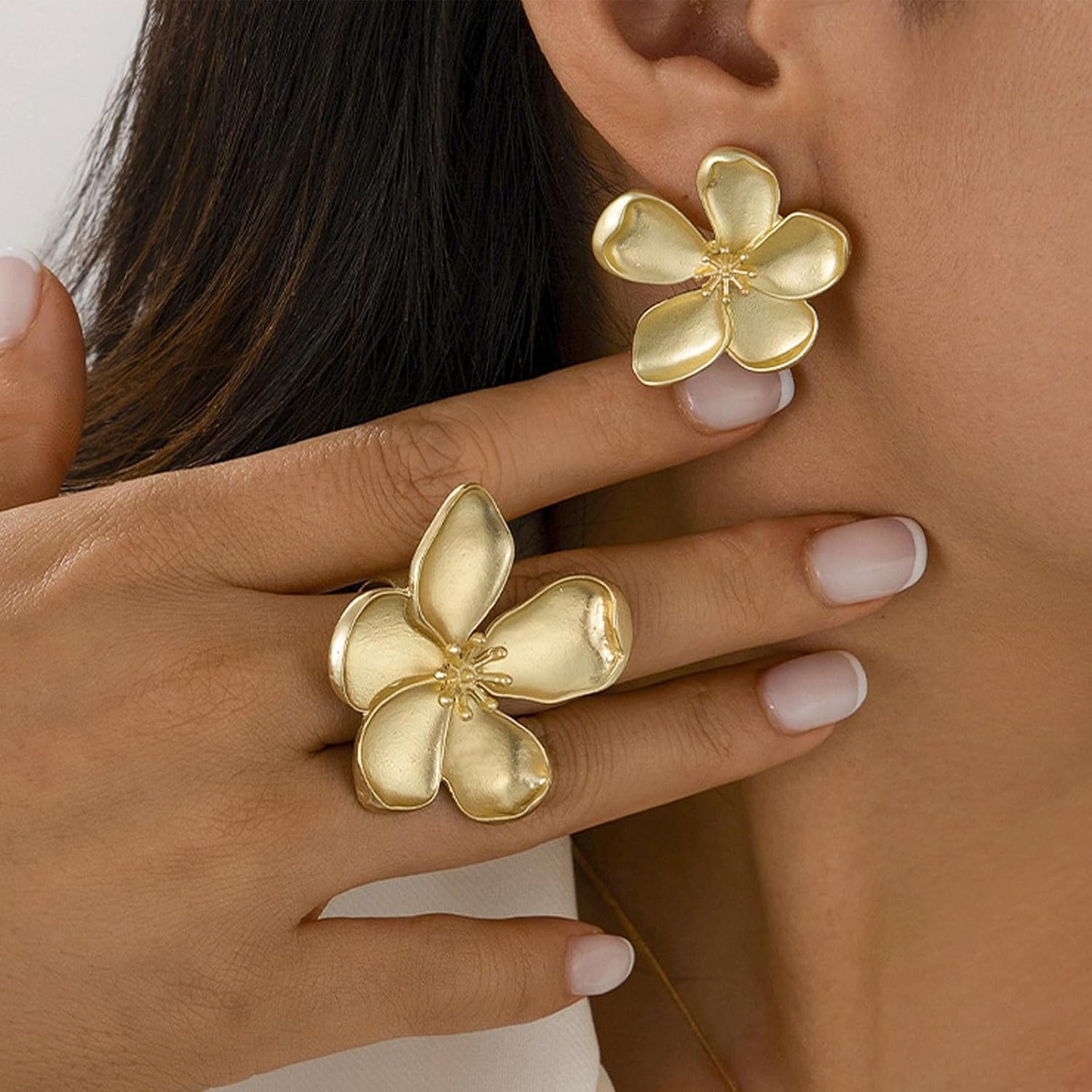 Flower Earrings Gold Dangle Statement Large Big Floral Earrings for Women Unique Floral Jewelry Summer Dresses Party Prom Beach Vacation Accessories Trendy Jewelry Gifts - Image 5